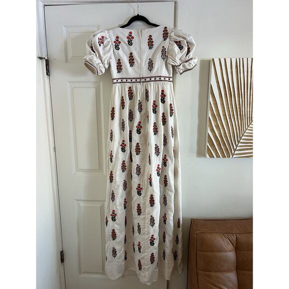 Agua by Agua Bendita Pistachio Dahlia Linen Maxi Dress in Size Small - Picture 9 of 14